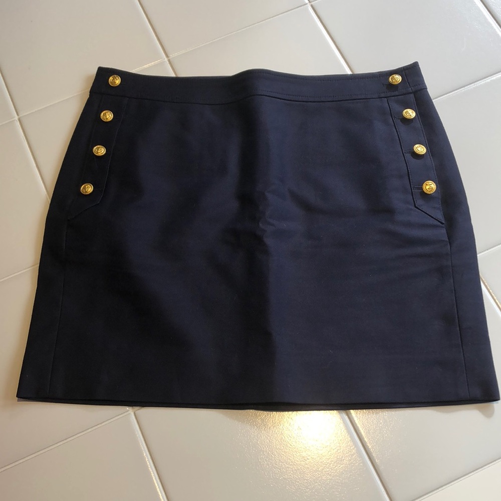 J. Crew Navy Anchor Button Skirt